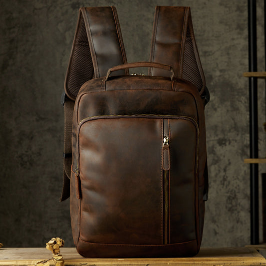 Handmade Leather Backpack - Retro Mad Horse Design - ArtOm_farm™ LEATHER 