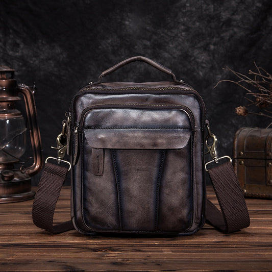 Crazy Horse Leather Shoulder Bag for Men - 8-inch Retro One-shoulder Diagonal Bag - ArtOm_farm™ LEATHER