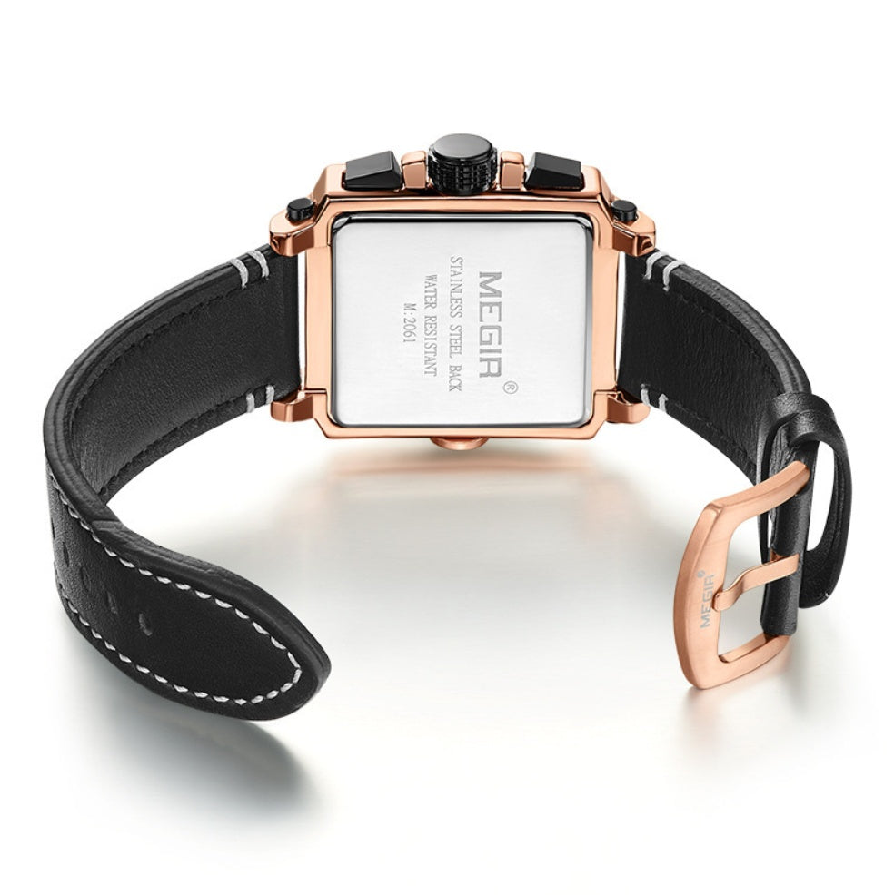 Vintage Leather Men's Watch - Timeless Square Design - ArtOm_farm™ LEATHER 