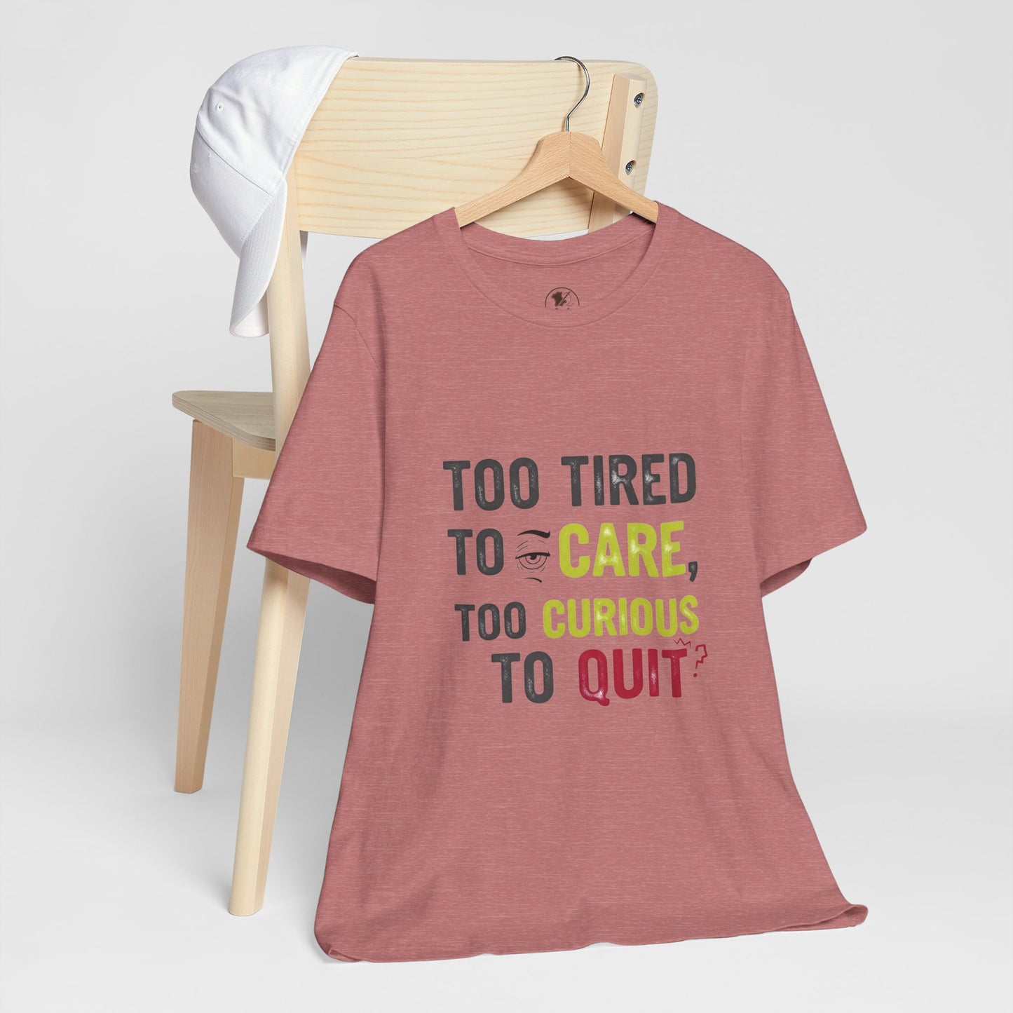 Too Tired to Care Funny Graphic T-Shirt - Unisex Humor Shirt for Casual Wear & Gifting - ArtOm_farm™ LEATHER