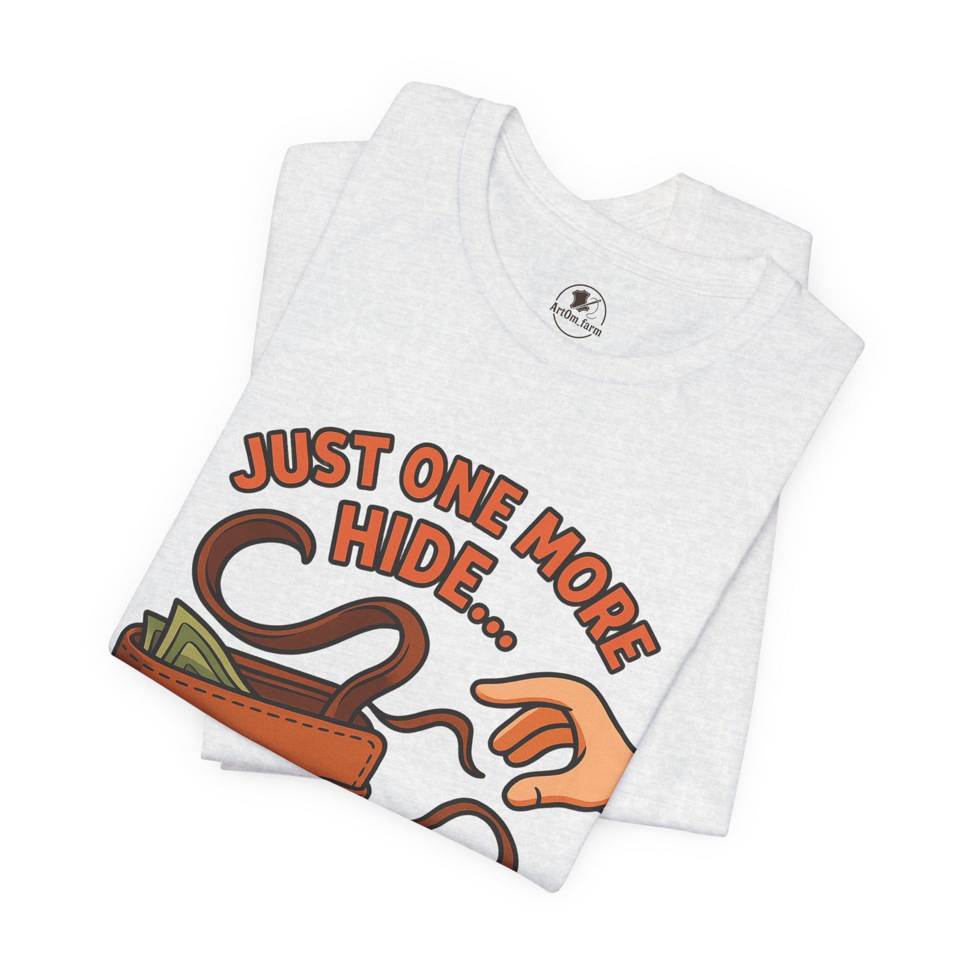 Funny Money Hide T-Shirt - Unisex Jersey Tee for Finance Lovers, Humorous Gift for Casual Wear, Perfect for Birthdays and Holidays - ArtOm_farm™ LEATHER