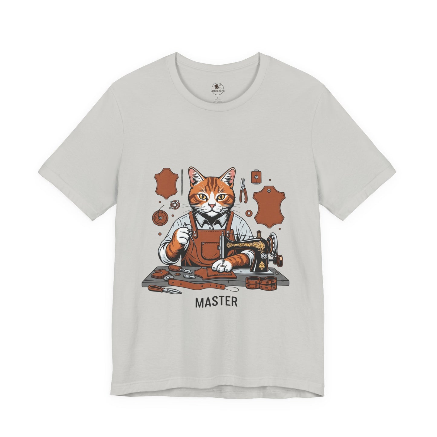 Crafty Cat Master Tee - Funny Cat Shirt for Unisex Pet Lovers, Unique Cat Apparel Gift for Cat Owners - ArtOm_farm™ LEATHER 