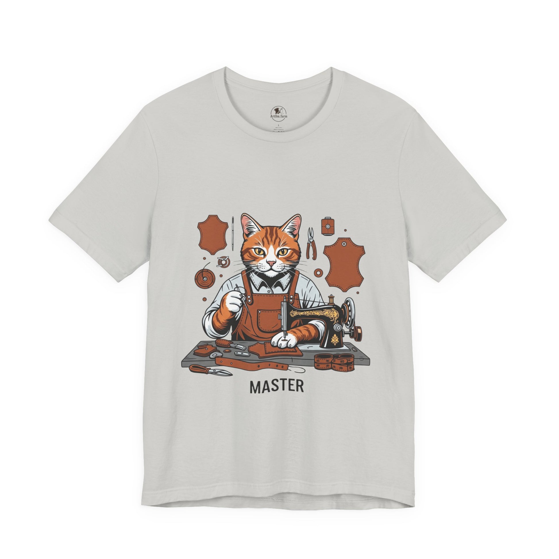 Crafty Cat Master Tee - Funny Cat Shirt for Unisex Pet Lovers, Unique Cat Apparel Gift for Cat Owners - ArtOm_farm™ LEATHER 