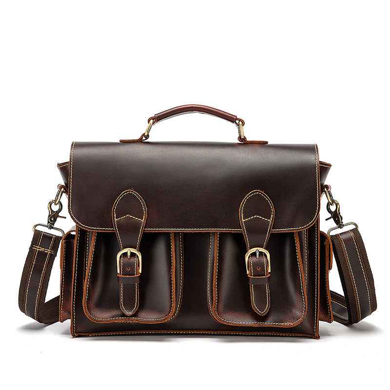 Top Layer Crazy Horse Leather Bag for Vintage Men
