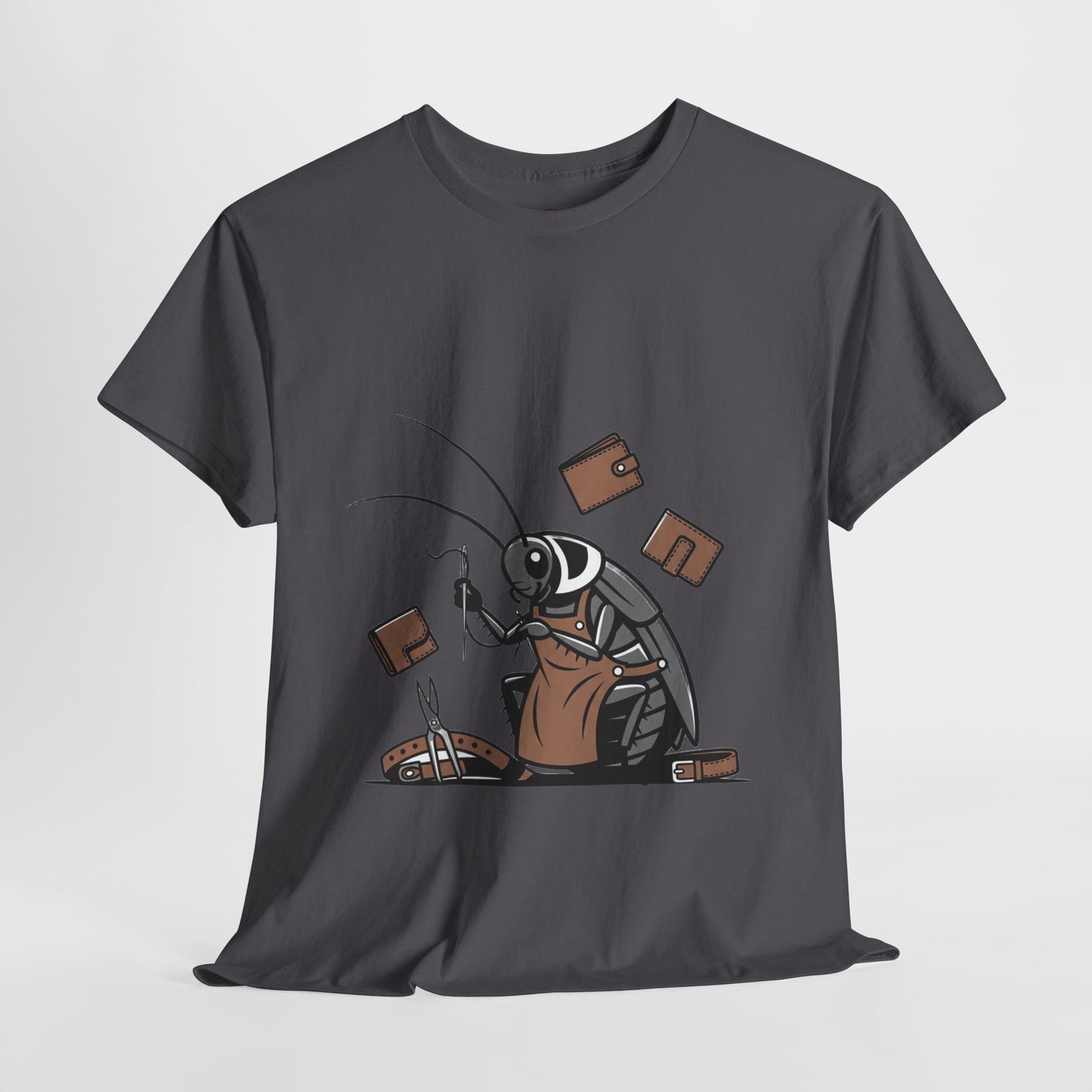 Cockroach Baker Unisex Heavy Cotton Tee - Funny Graphic Tee for Animal Lovers, Perfect Gift for Home Cooks - ArtOm_farm™ LEATHER 