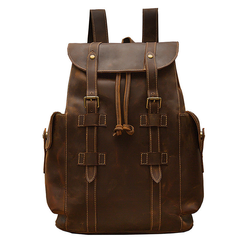 Retro Leather Men's Backpack - Crazy Horse Leather Casual Bag for Men - ArtOm_farm™ LEATHER