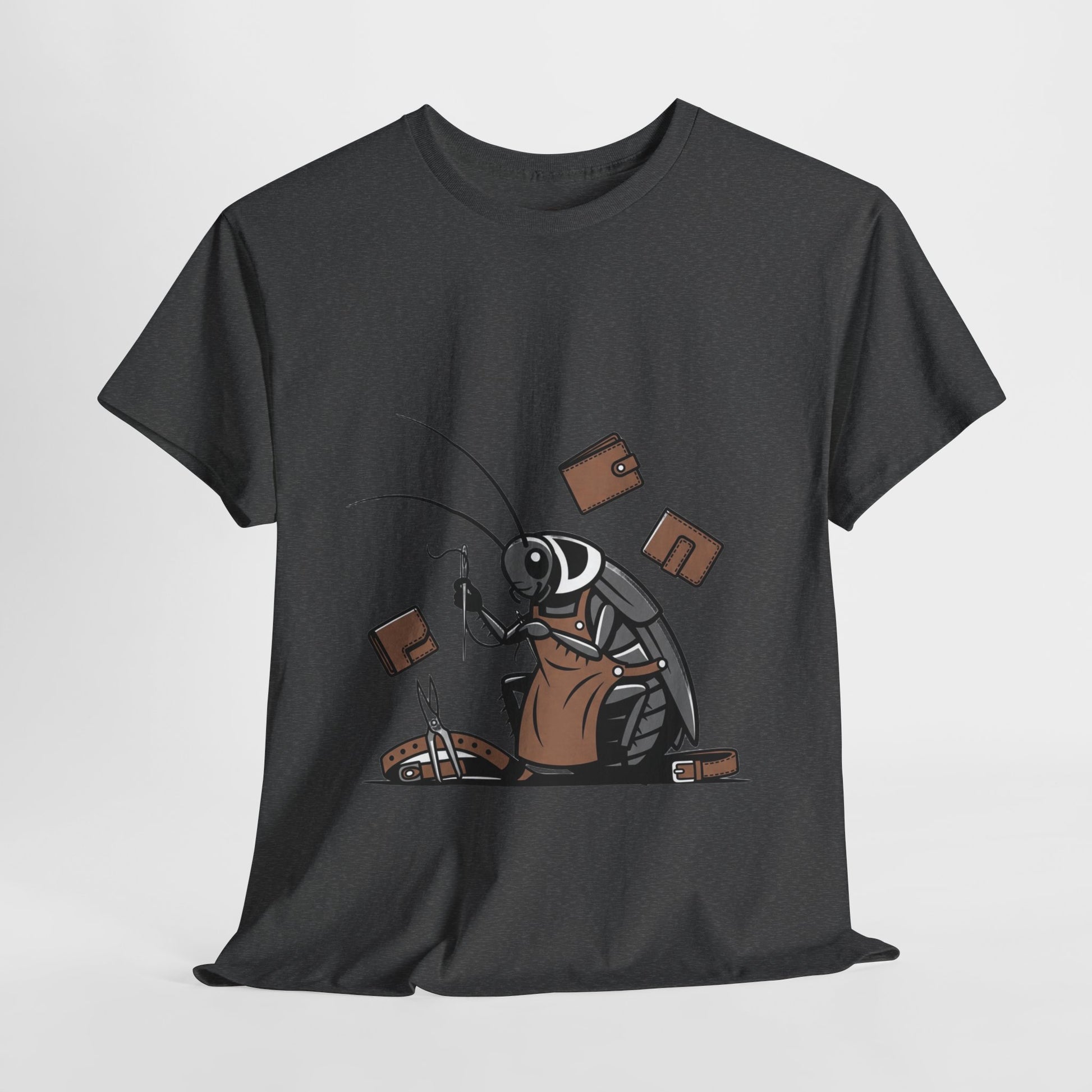 Cockroach Baker Unisex Heavy Cotton Tee - Funny Graphic Tee for Animal Lovers, Perfect Gift for Home Cooks - ArtOm_farm™ LEATHER 