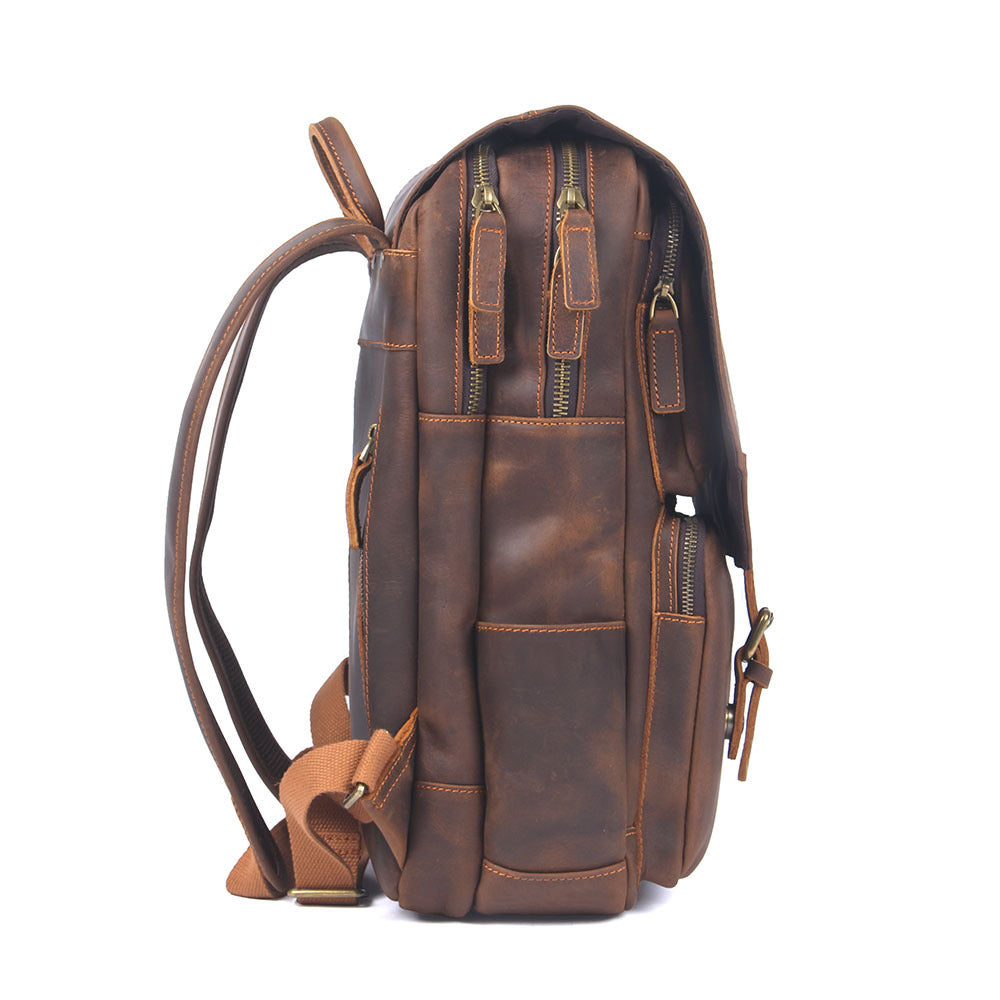 Vintage Leather Backpack - Large Capacity Crazy Horse Leather Backpack - ArtOm_farm™ LEATHER