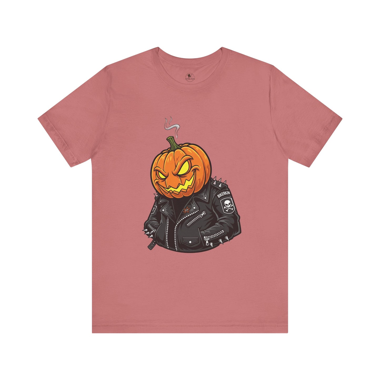 Pumpkin Punk T-Shirt - Edgy Halloween Graphic Tee for Unisex Style at Autumn Parties - ArtOm_farm™ LEATHER 