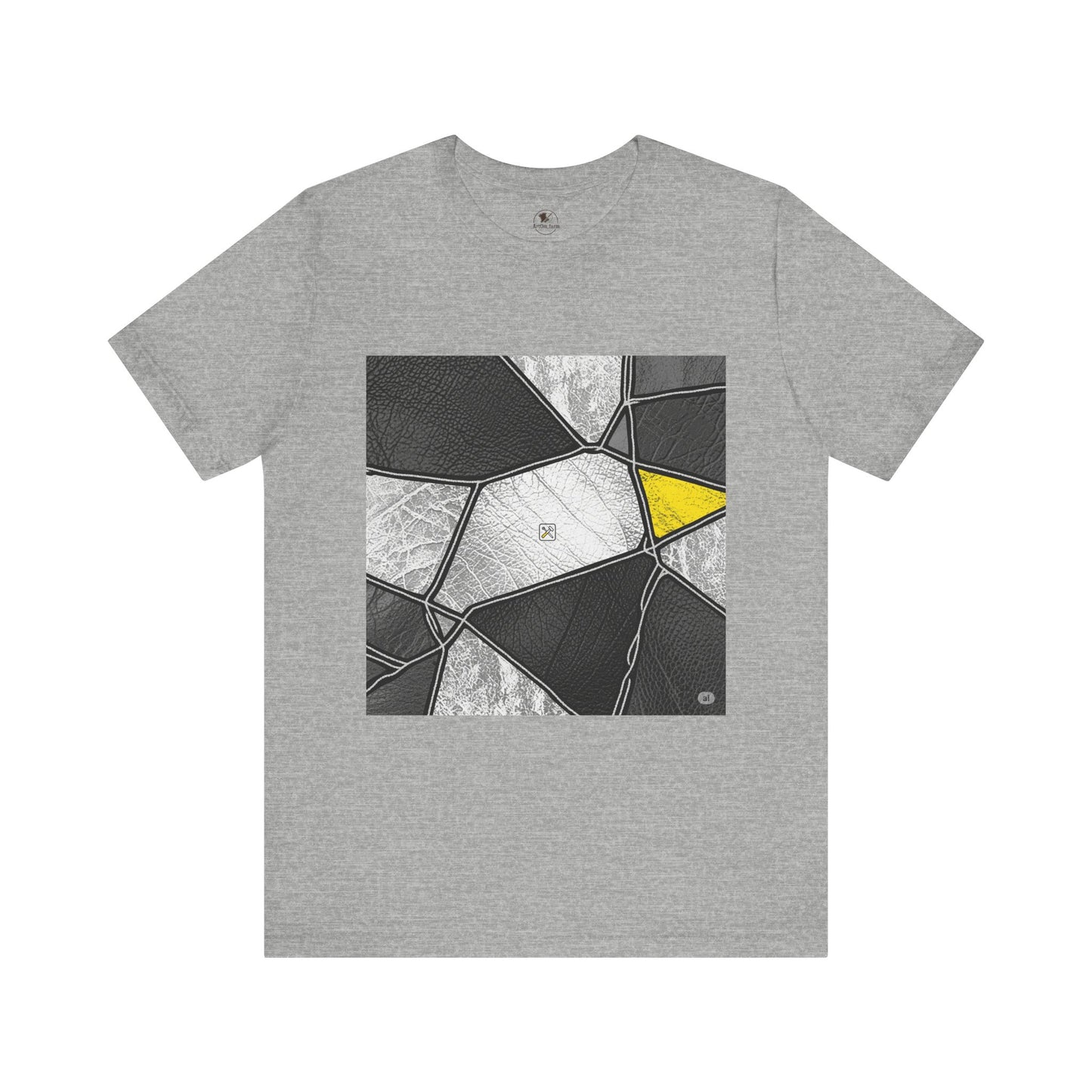 Stylish Geometric Graphic Tee - Modern Art T-Shirt for Casual Wear | Unisex Short Sleeve Shirt, Perfect Gift for Art Lovers and Unique Personal Style - ArtOm_farm™ LEATHER