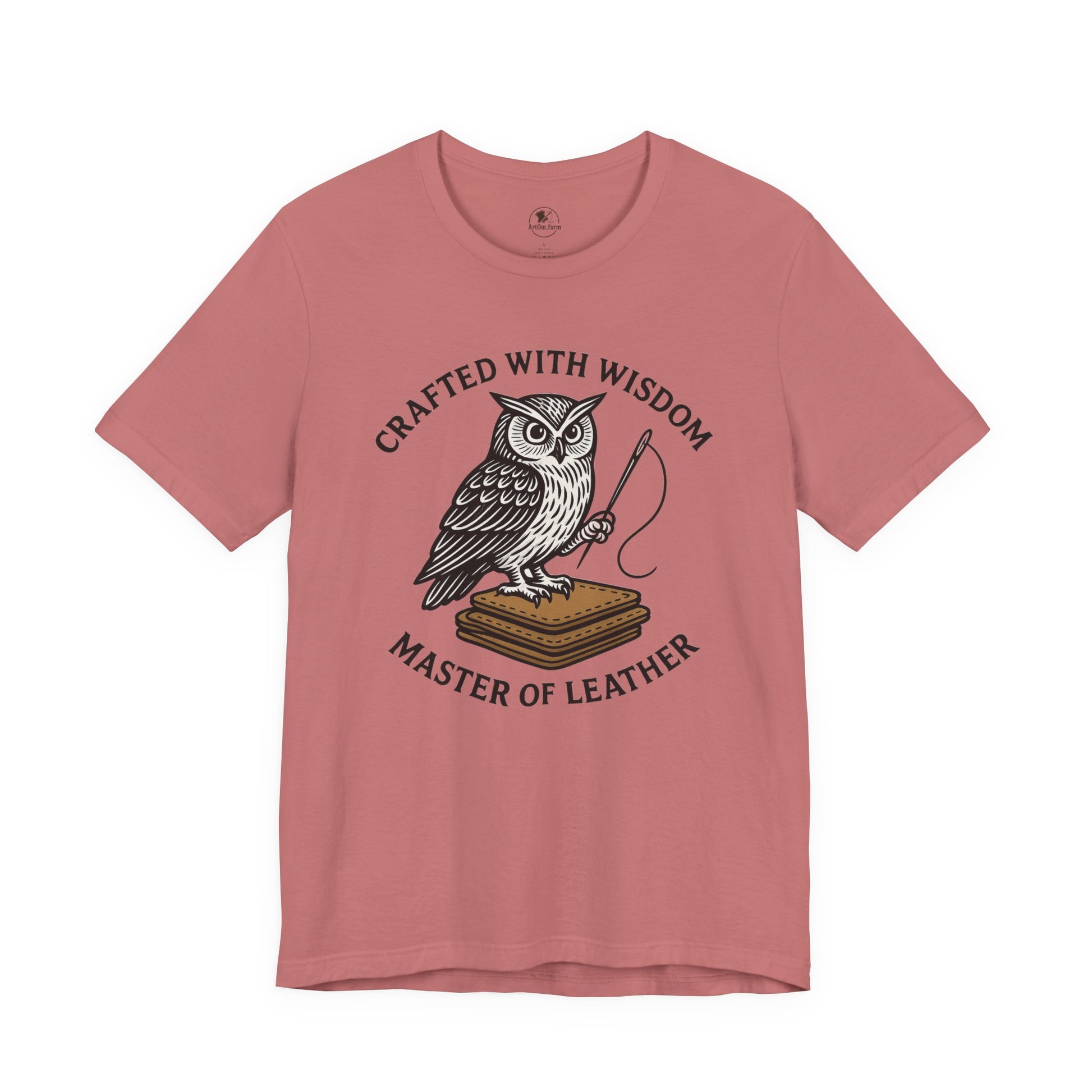 Wise Owl Unisex Tee - Unique Animal Design, Eco-Friendly Apparel for Crafters and Style Enthusiasts - ArtOm_farm™ LEATHER 