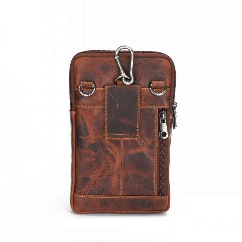 Vintage Leather Shoulder Bag for Men - Crazy Horse Design
