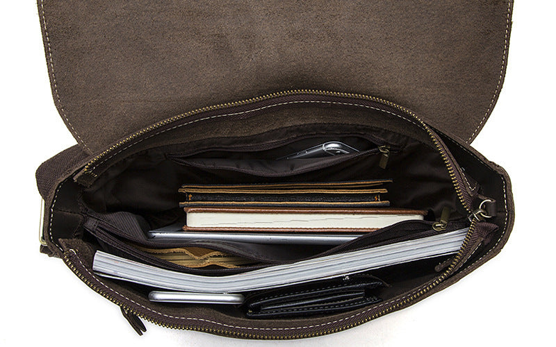 Mary Round Special Crazy Horse Leather Messenger Bag for Men - Retro Leather Watch Storage Box - ArtOm_farm™ LEATHER 