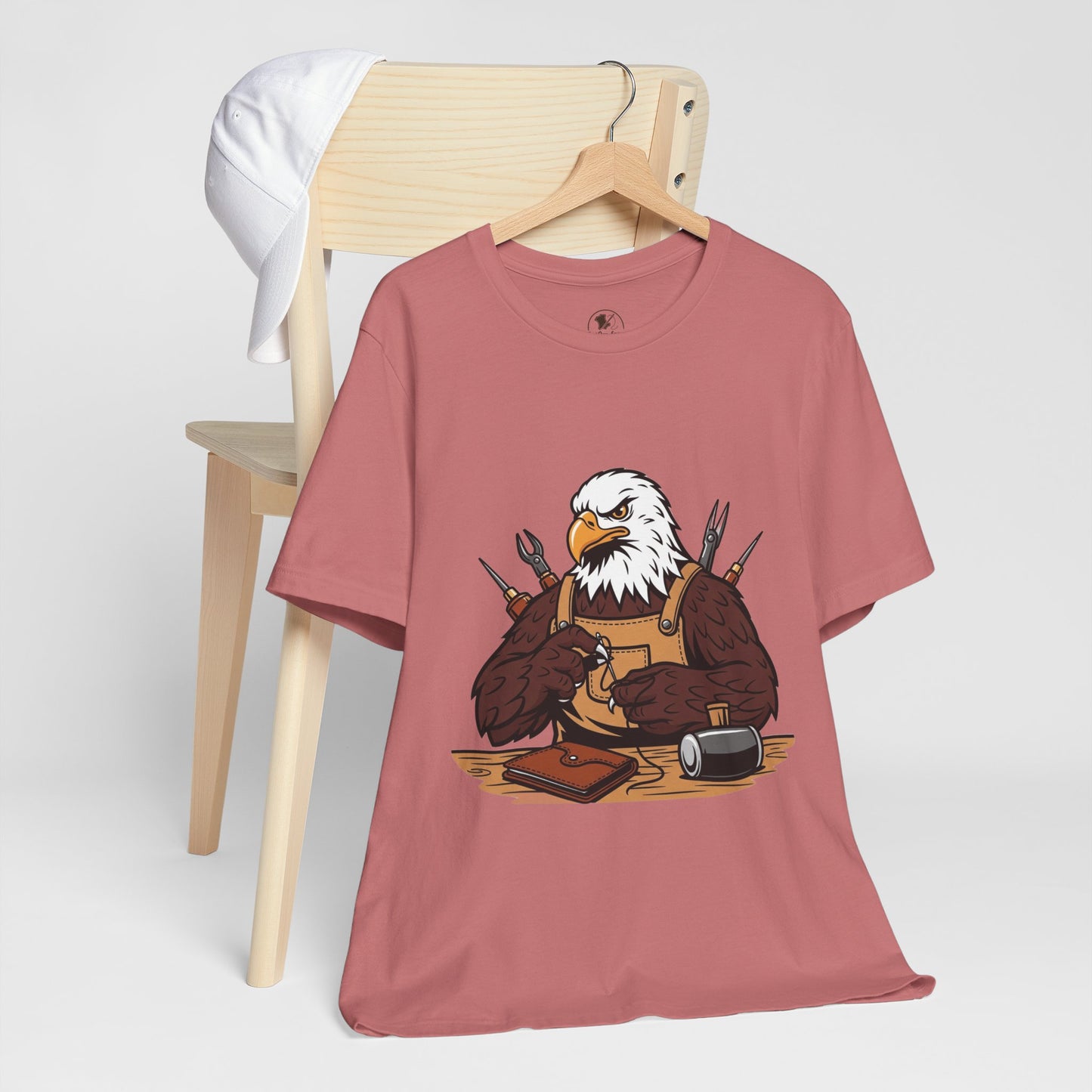 Crafty Eagle DIY Shirt - Unisex Tee for Crafters, Eagle Graphic Design, Gift for Men and Women - ArtOm_farm™ LEATHER 