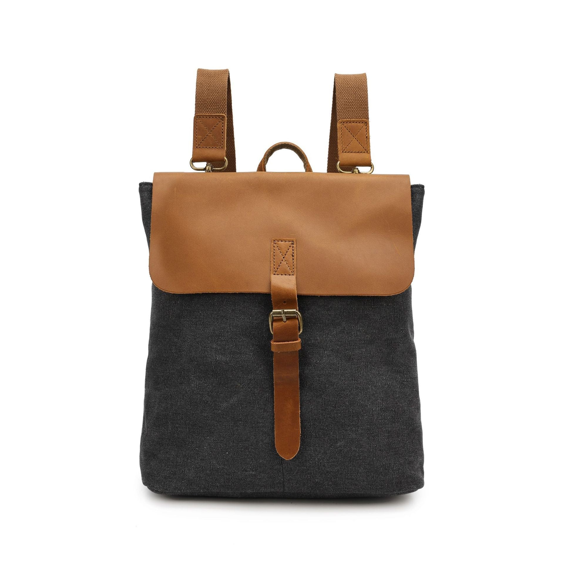 Crazy Horse Leather Backpack for Casual Students - Minimalist Design - ArtOm_farm™ LEATHER 