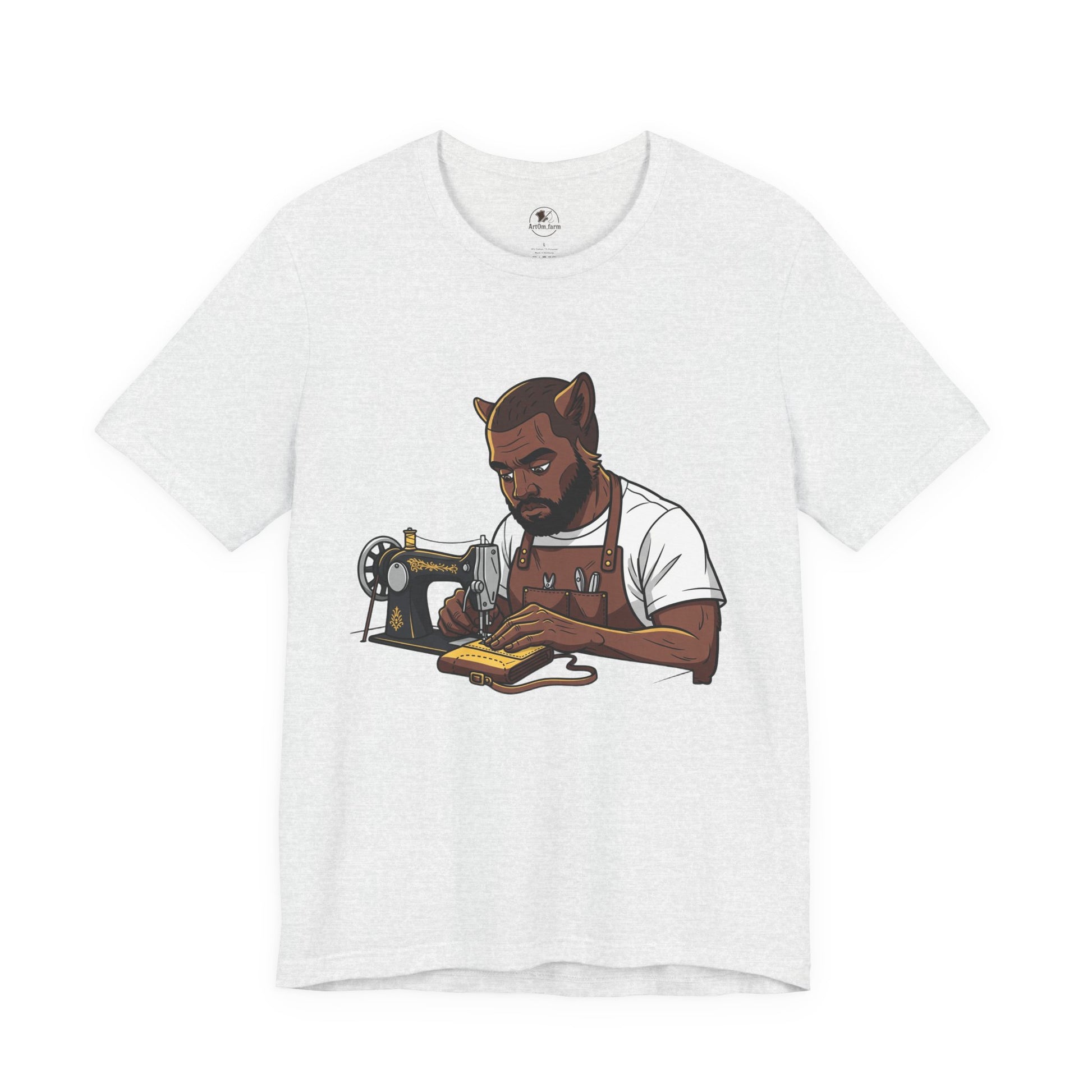 Crafty Cat Sewing T-Shirt, Funny Handmade Apparel for Cat Lovers and Creatives - ArtOm_farm™ LEATHER