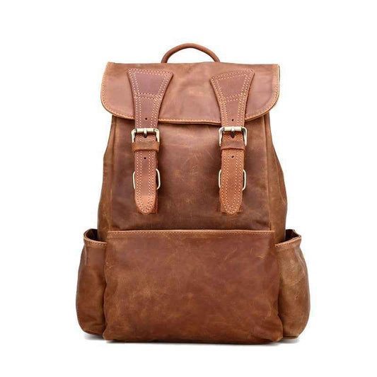Women's Retro Leather Backpack - Stylish and Durable Vintage Design