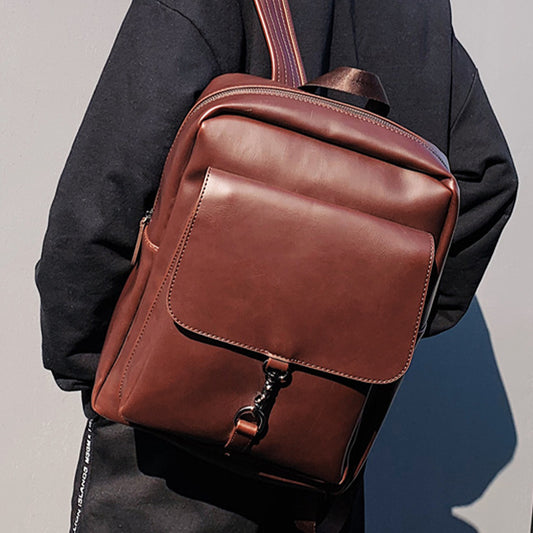 Korean Men's Retro Leather Backpack - Crazy Horse Leather Style - ArtOm_farm™ LEATHER