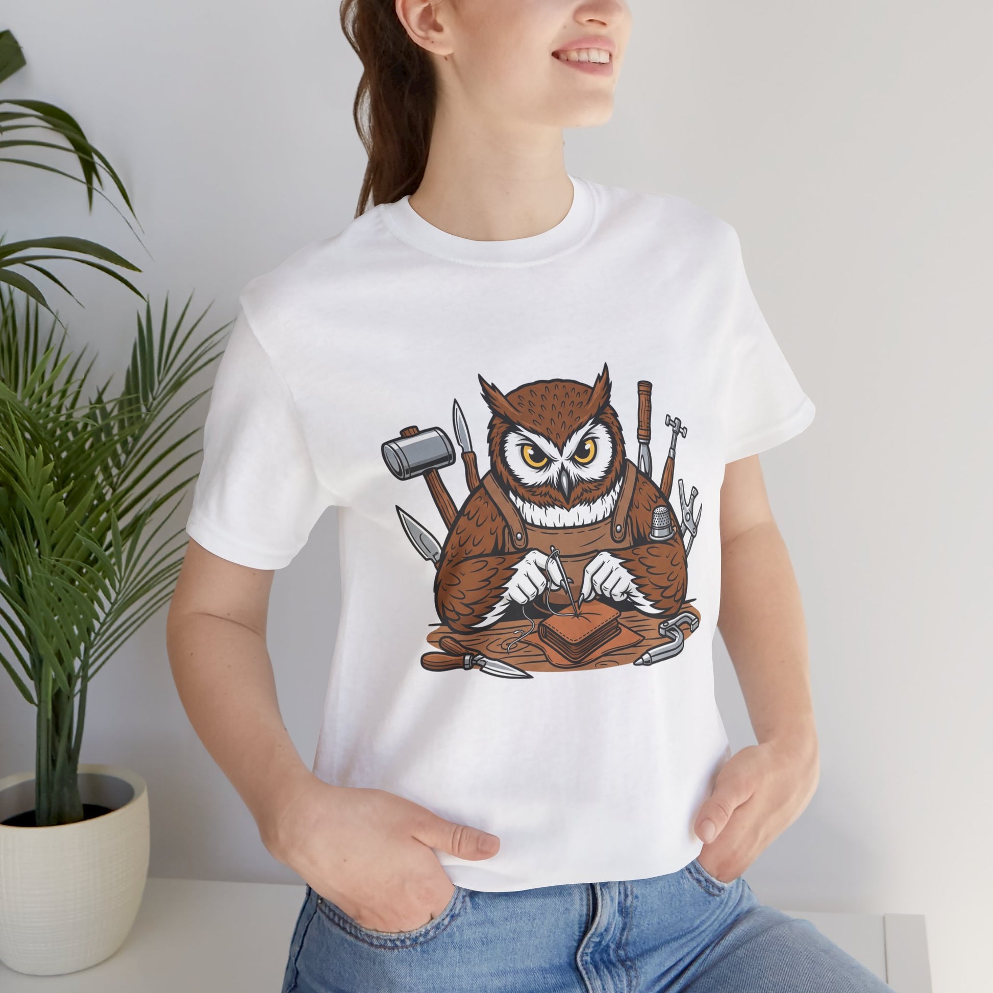 Owl Artisan Tee - Perfect Gift for Craft Lovers and Nature Enthusiasts, Handmade Casual Wear - ArtOm_farm™ LEATHER