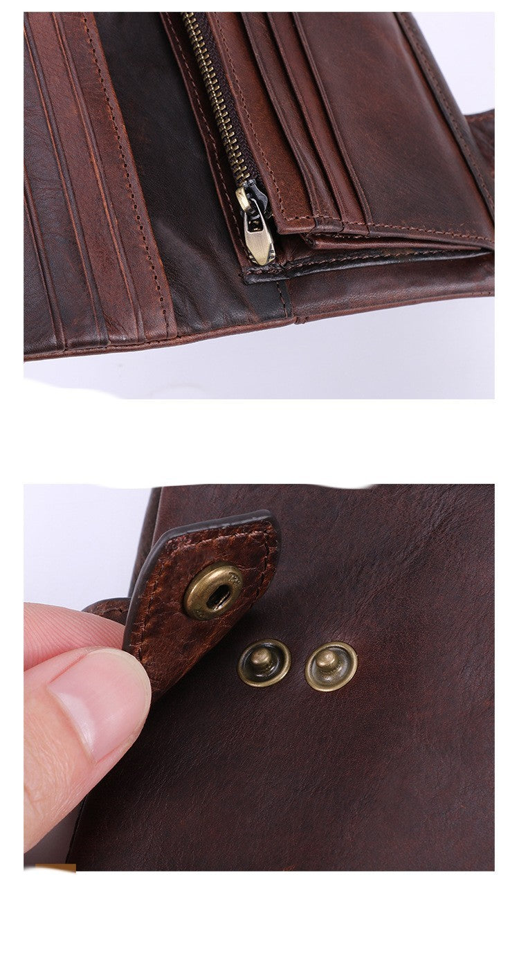 Multi Card Leather Wallet - Retro Crazy Horse Leather Design - ArtOm_farm™ LEATHER