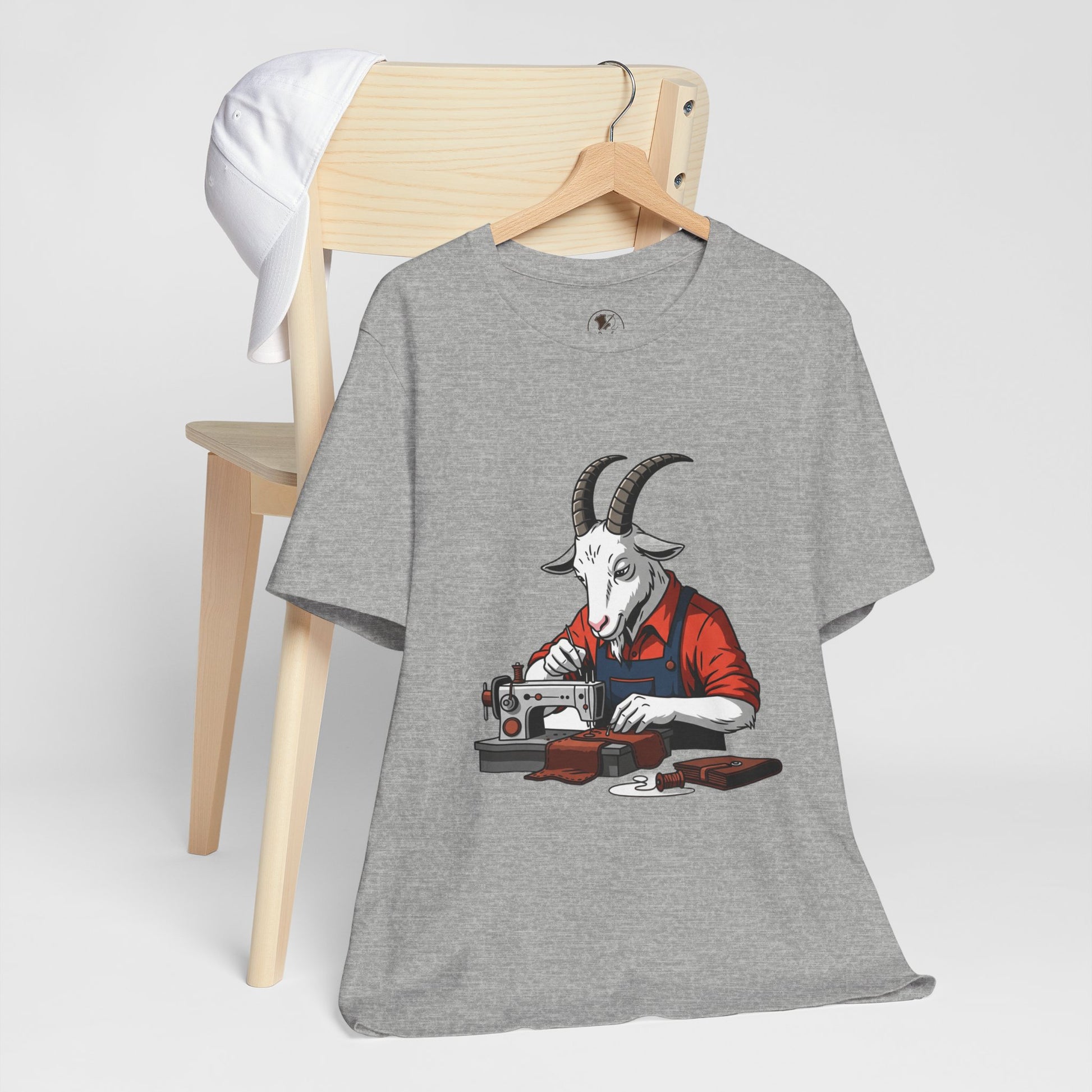 Creative Goat Tailor Tee - Funny Graphic Shirt for Crafters and Art Lovers, Unique Gift for Casual Wear - ArtOm_farm™ LEATHER 