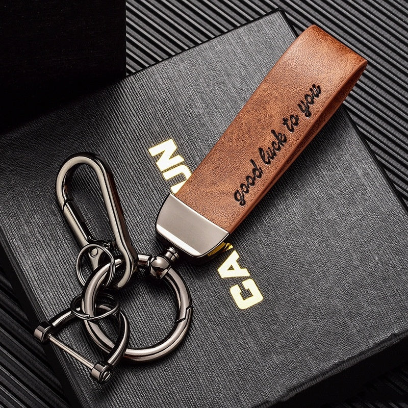 Car Key Ring Pendant in Crazy Horse Leather for a Stylish Touch - ArtOm_farm™ LEATHER 