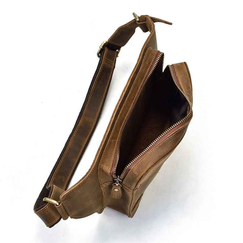 Men's Retro Leather Waist Bag in Crazy Horse Leather