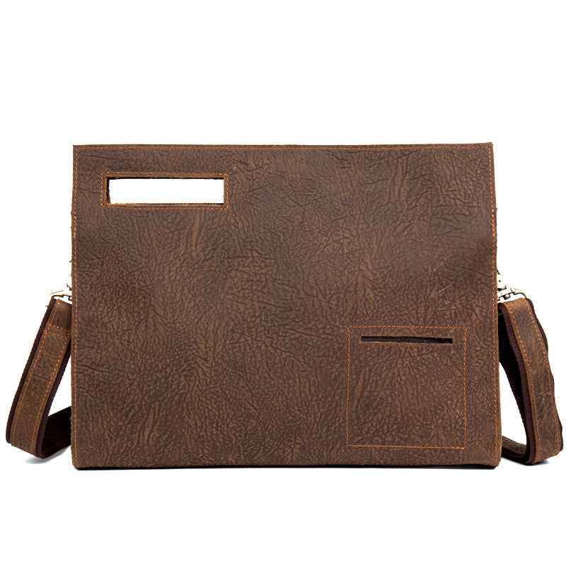 Casual Leather Handbag - One Shoulder Messenger Bag in Crazy Horse Finish