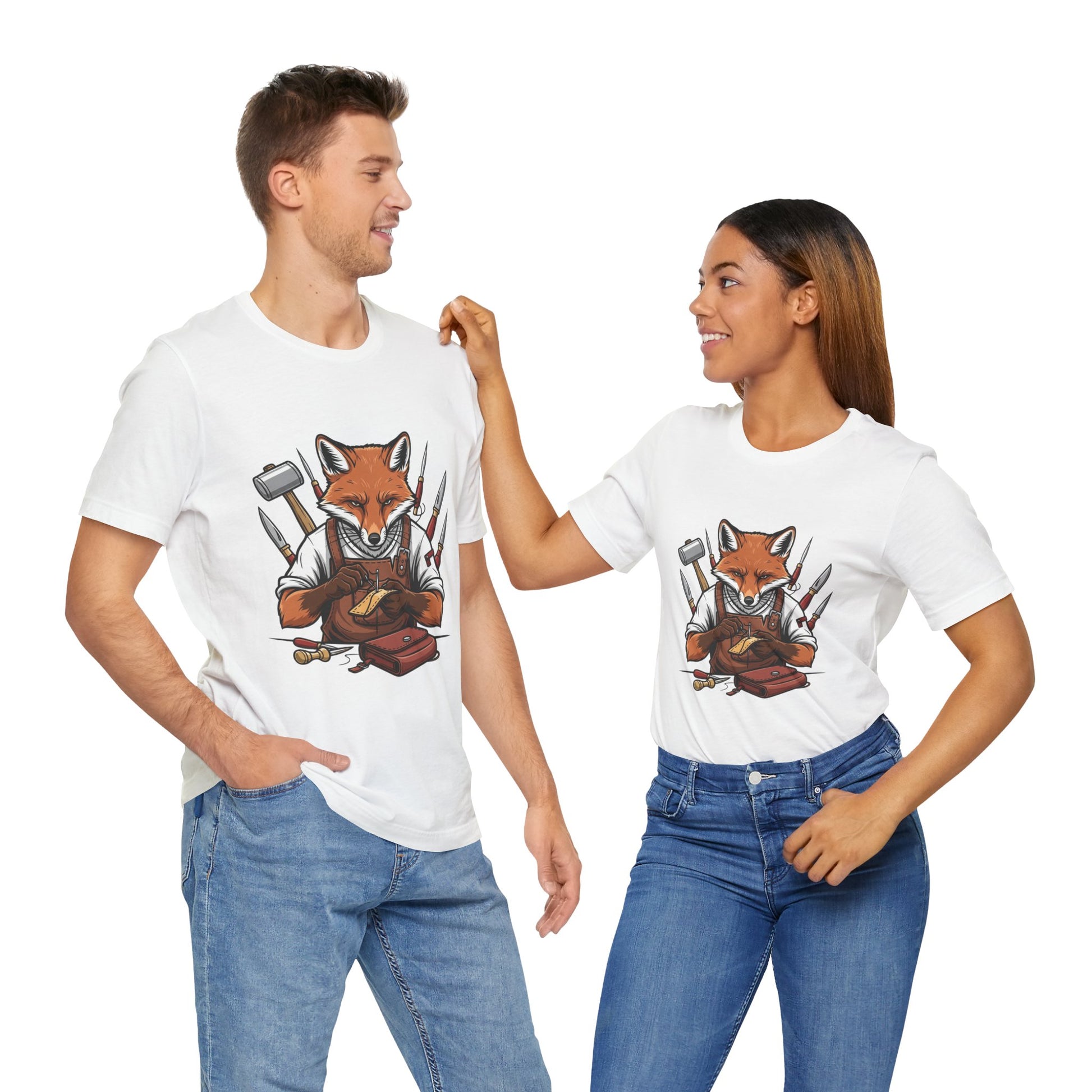 Crafty Fox T-Shirt - Funny Artisan Tee for Crafters, Perfect Gift for Art Lovers, Unique Handmade Vibes - ArtOm_farm™ LEATHER