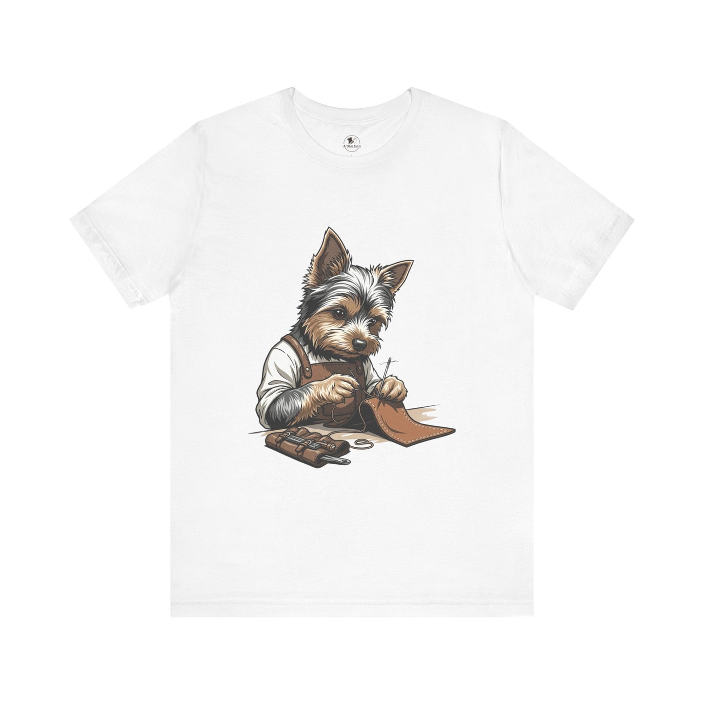 Crafty Canine T-Shirt, Funny Dog Lover Gift, Cute Animal Tee for Pet Owners, Casual Wear for Artisan Friends - ArtOm_farm™ LEATHER