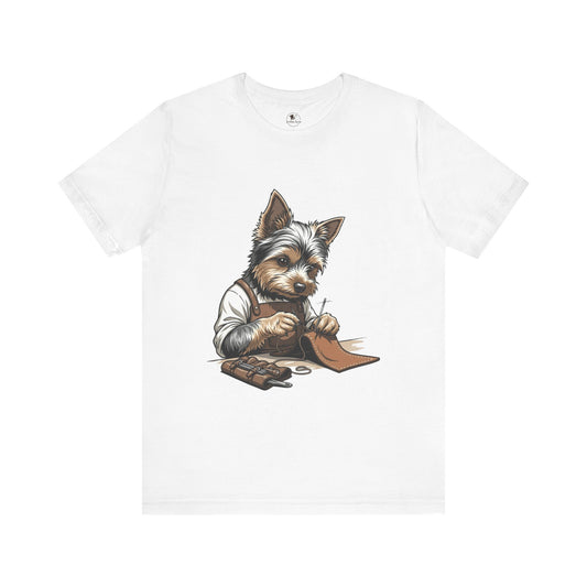 Crafty Canine T-Shirt, Funny Dog Lover Gift, Cute Animal Tee for Pet Owners, Casual Wear for Artisan Friends - ArtOm_farm™ LEATHER