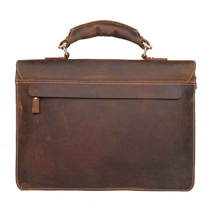 Vintage Crazy Horse Leather Men’s Briefcase - Classic Style Vintage Leather Men's Briefcase