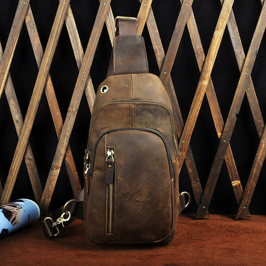 Crazy Horse Leather Bag - Vintage Cowhide Men's Messenger Bag - ArtOm_farm™ LEATHER 