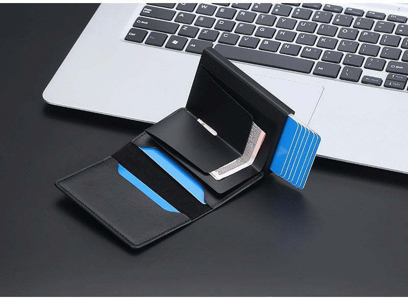 Crazy Horse Leather Card Clamp for Men - Anti-Degaussing Protection - ArtOm_farm™ LEATHER 