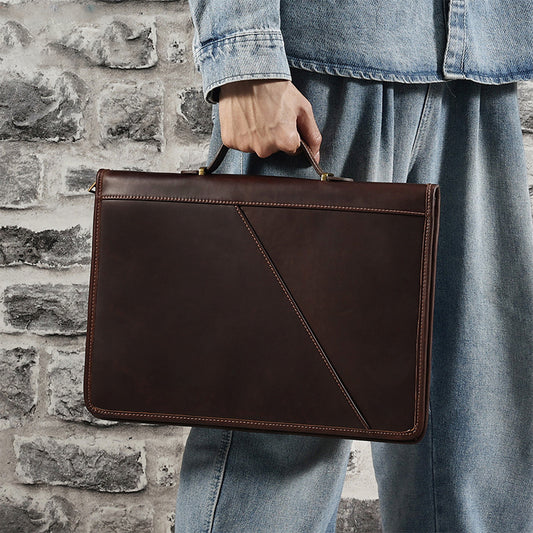 Crazy Horse Leather Computer Bag - Protective Case Handbag - ArtOm_farm™ LEATHER 