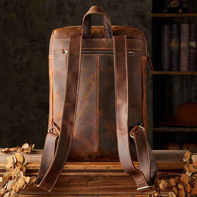 Men's Handmade Leather Backpack - Premium Crazy Horse Leather Design