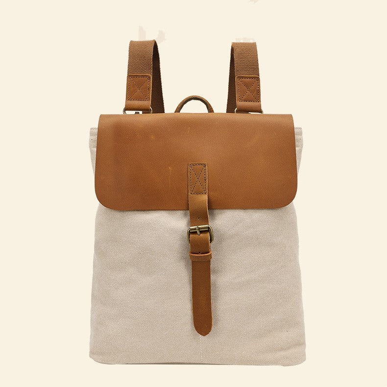 Crazy Horse Leather Backpack for Casual Students - Minimalist Design - ArtOm_farm™ LEATHER 
