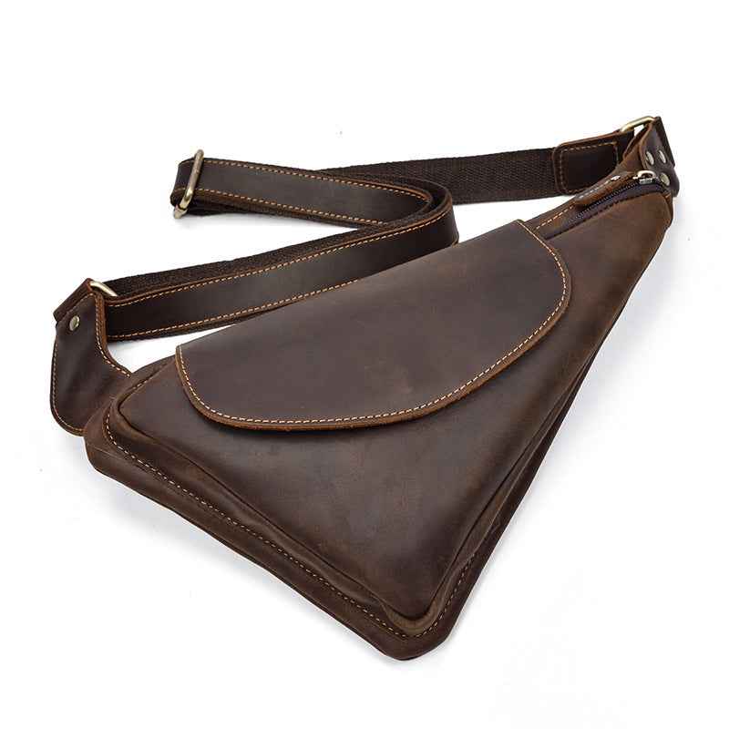 Men's Leather Sling Bag - Retro Messenger Style in Crazy Horse Leather
