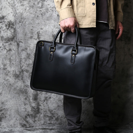 Vintage Leather Handbag - Casual Crazy Horse Leather Handmade Men's Handbag - ArtOm_farm™ LEATHER 