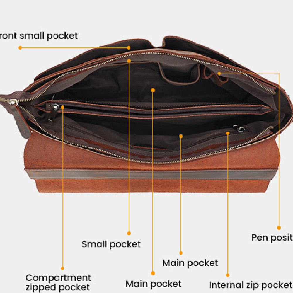 Men's Vintage Leather Handbag - Stylish and Durable Design - ArtOm_farm™ LEATHER 