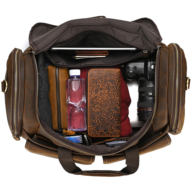 Leather Vintage Travel Bag - Crazy Horse Vintage Leather Handbag - ArtOm_farm™ LEATHER 