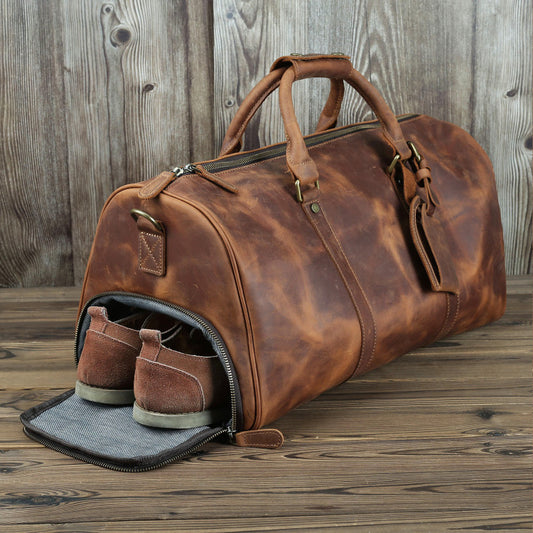 Horse Leather Travel Bag for Men - Premium Travel Comfort and Style - ArtOm_farm™ LEATHER 