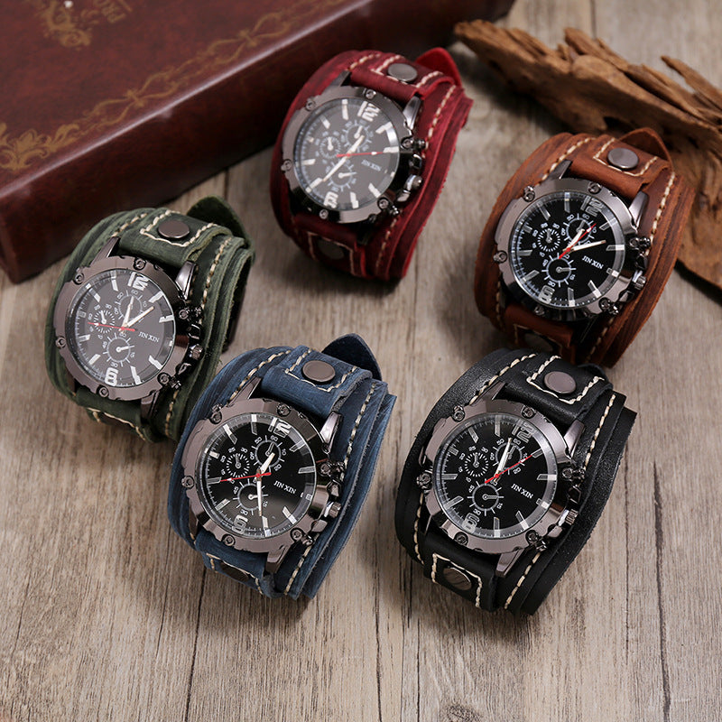 Vintage Hand Stitched Leather Watch - Timeless Craftsmanship in a Vintage Leather Watch - ArtOm_farm™ LEATHER 