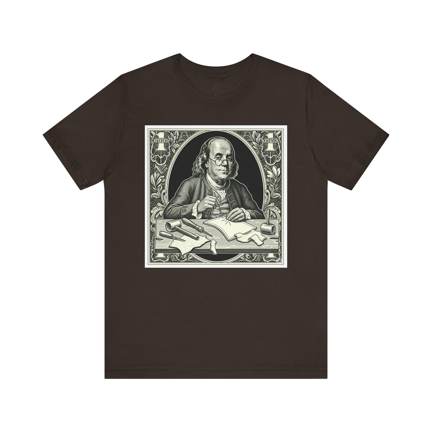 Benjamin Franklin Vintage Tee for History Lovers - Unisex Short Sleeve Shirt, Unique Teacher Gift - ArtOm_farm™ LEATHER