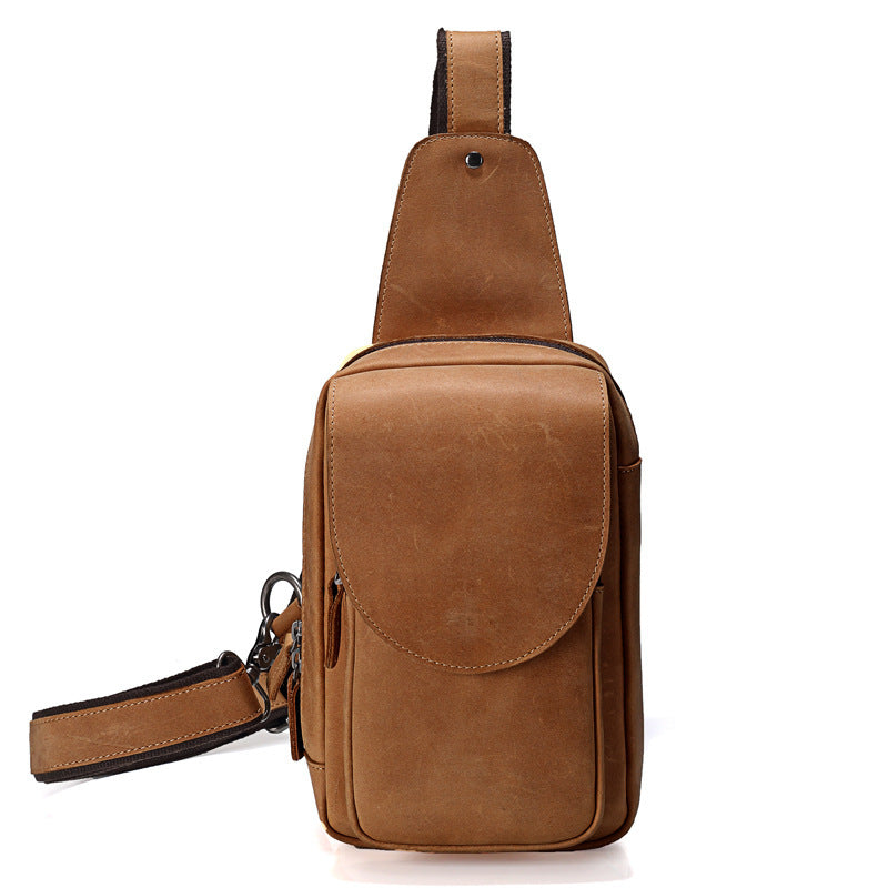 2025 New Vintage Leather Chest Pack for Men - Crazy Horse Leather Satchel Small Leather Shoulder Bag for Sports and Leisure - ArtOm_farm™ LEATHER 
