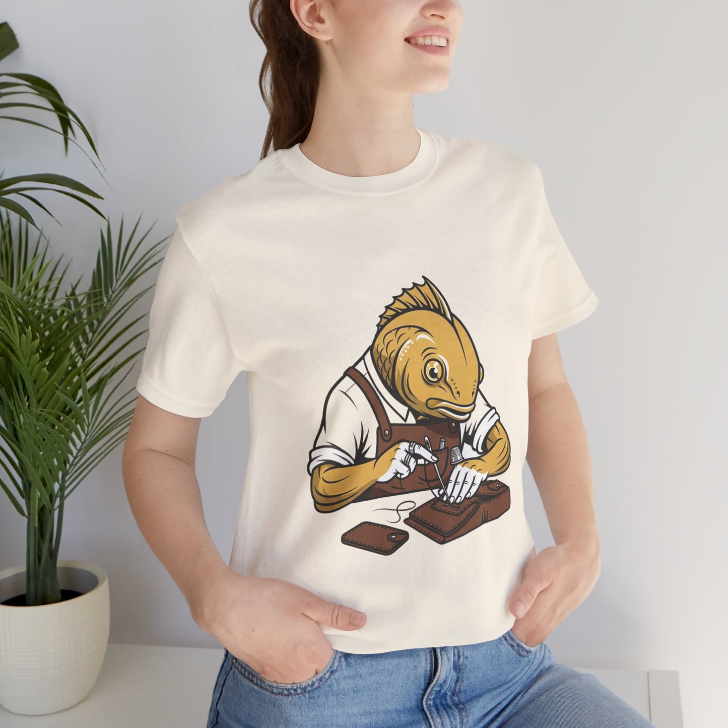 Creative Fish Artist Tee - Unique Graphic Tee for Art Lovers, Eco-Friendly Casual Wear - ArtOm_farm™ LEATHER 