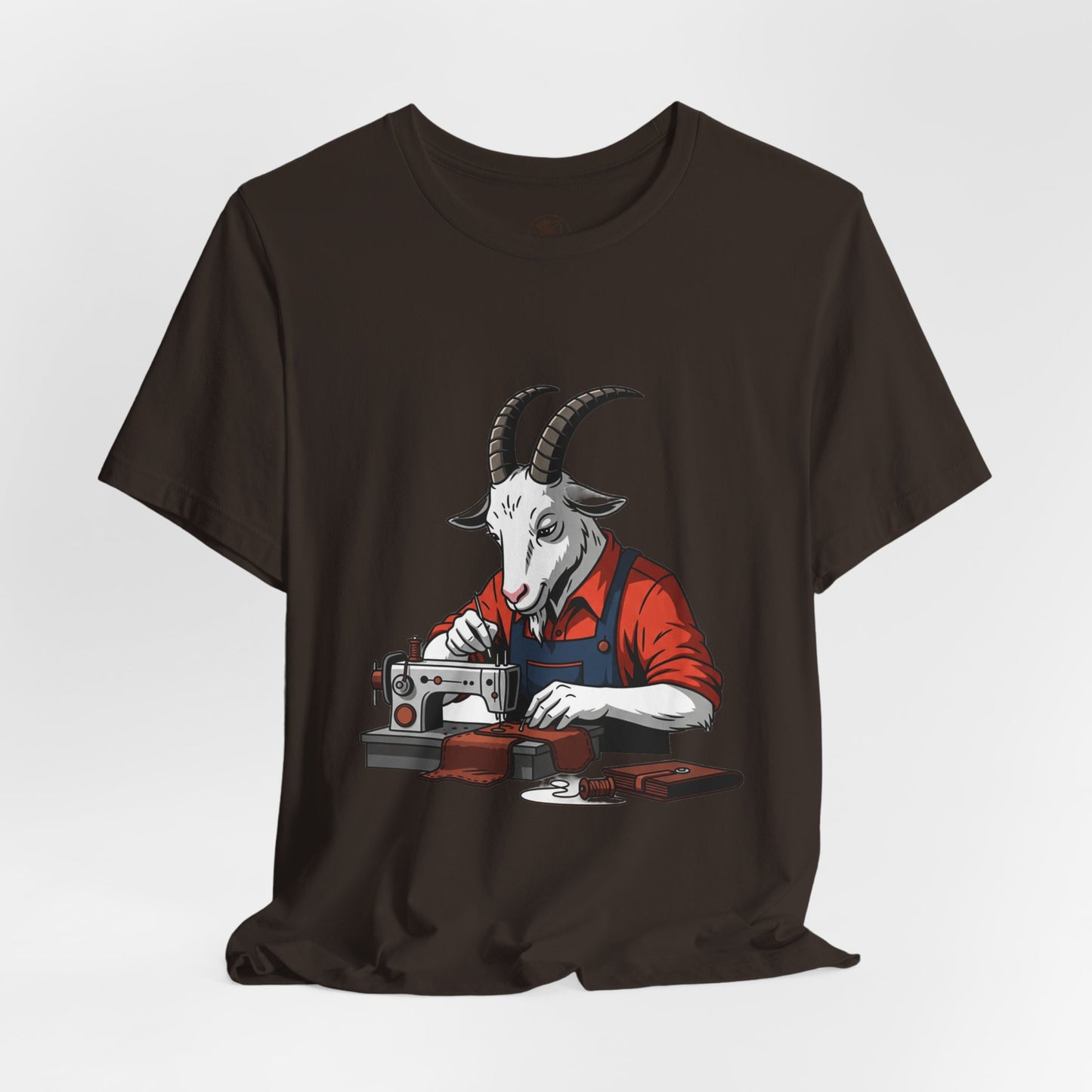 Creative Goat Tailor Tee - Funny Graphic Shirt for Crafters and Art Lovers, Unique Quirky Gift for Casual Wear - ArtOm_farm™ LEATHER