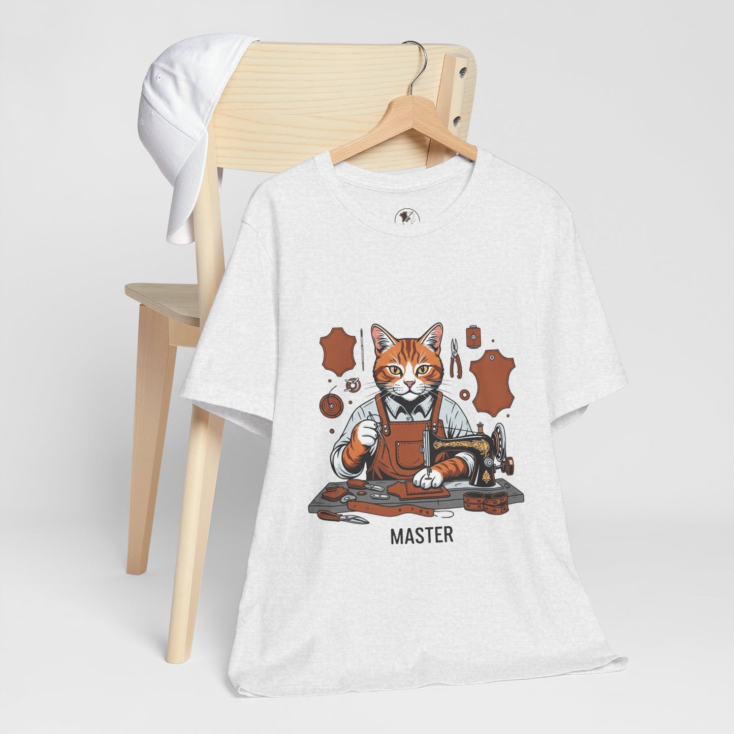 Crafty Cat Master Tee - Funny Cat Shirt for Unisex Pet Lovers, Unique Cat Apparel Gift for Cat Owners - ArtOm_farm™ LEATHER 