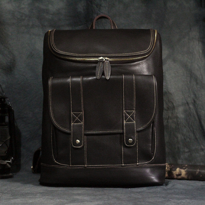 Men's Retro Leather Backpack - Crazy Horse Casual Style - ArtOm_farm™ LEATHER