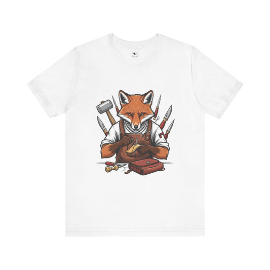 Crafty Fox T-Shirt - Funny Artisan Tee for Crafters, Perfect Gift for Art Lovers, Unique Handmade Vibes - ArtOm_farm™ LEATHER